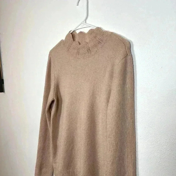 Liz Claiborne Career Sweater Medium Pastel Pink Crochet Mock Neck Scallop Knit - Picture 8 of 8